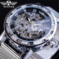 WINNER 293 Fashion Business Mechanical Mens Watches Top Brand Luxury Skeleton Dial Crystal Iced Out Wristwatch Clock 2020 New